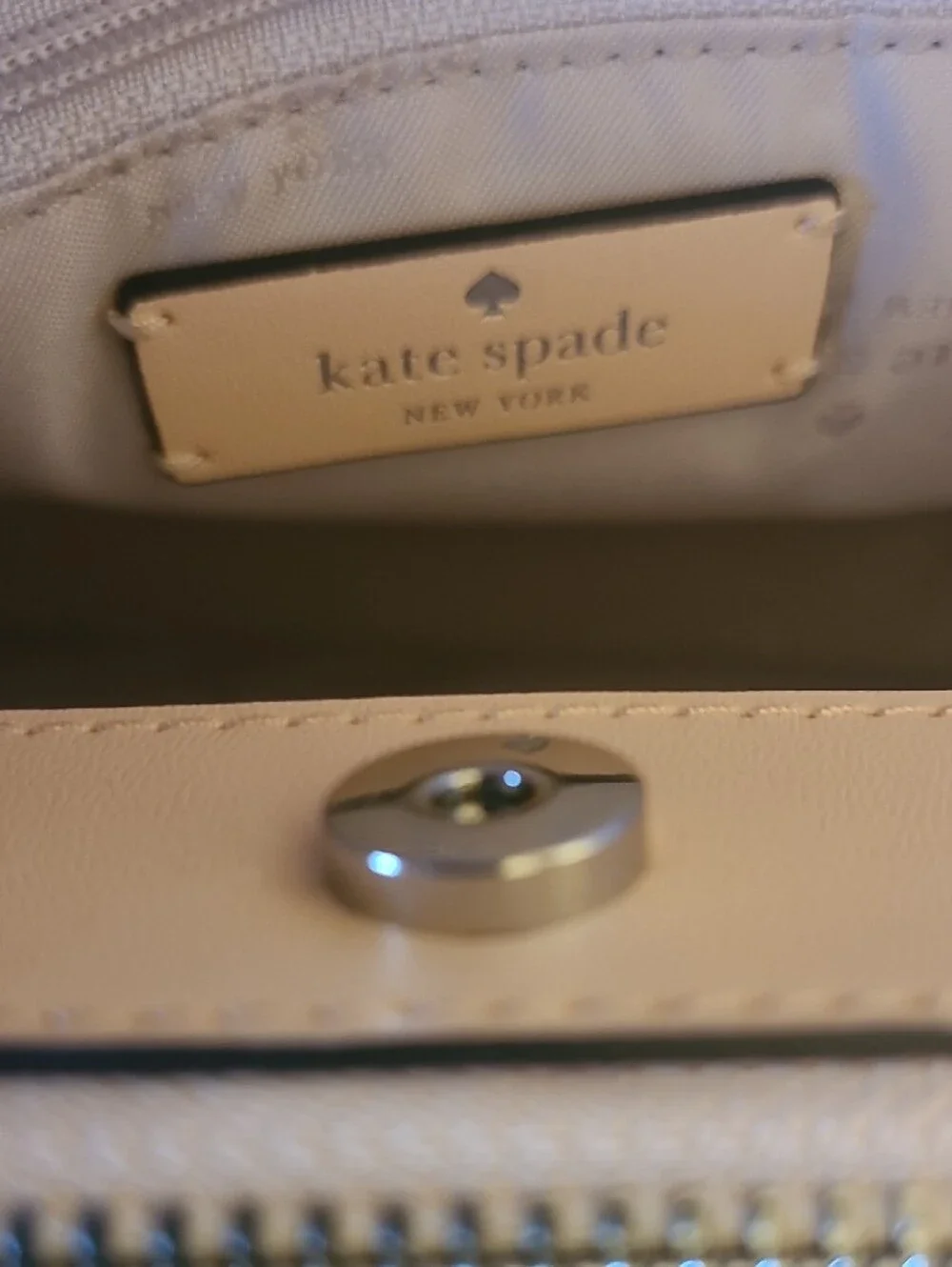 kate spade Pebbled Leather Shoulder Bag in Cream and Tan